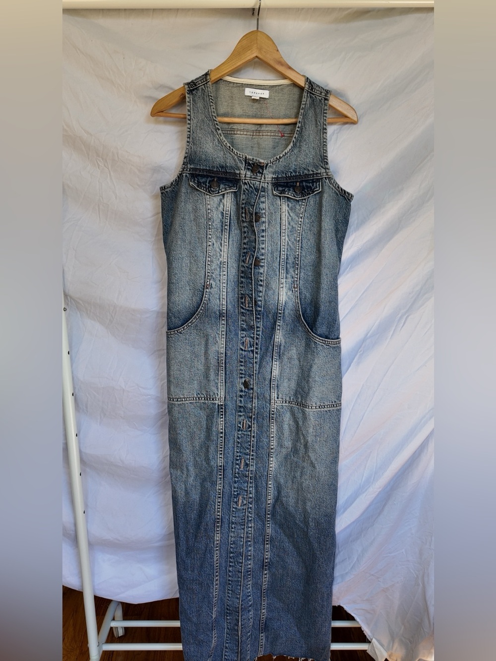 Topshop Denim Sleeveless Maxi dress- Dirty blue